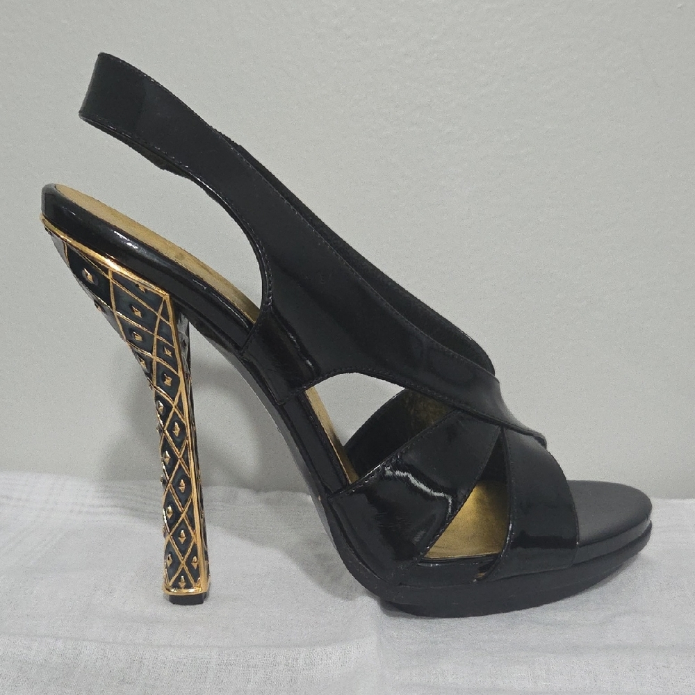 Balenciaga Black and Gold Heels